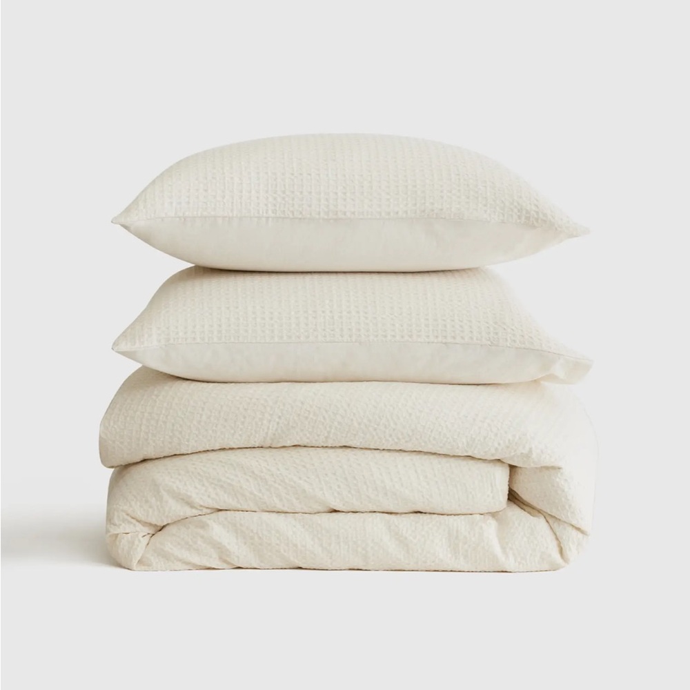 NWT Quince Luxe Honeycomb Duvet Cover Set Full/Queen undyed organic cotton - Picture 5 of 5